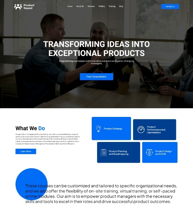 Product Squad web design