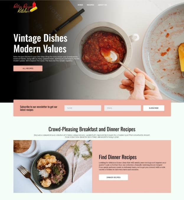 Retro Recipe web design