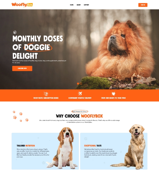 Woofly Box web design